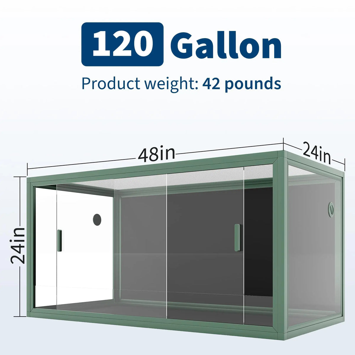 120 Gallon Reptile Tank 4x2x2 Terrarium Enclosure for  Sliding Glass Doors, Heavy Duty Ventilation Top, Easy Assembly