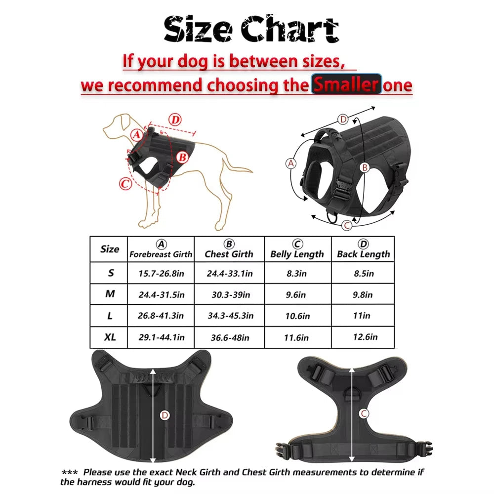Tactical Military Large Dog Harness Collar