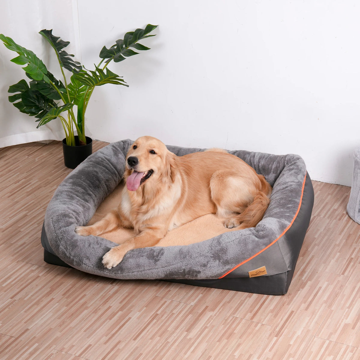 Extra Large Dog Bed Super Soft Orthopedic Foam with Cotton-padded Bolster and Removable Cover