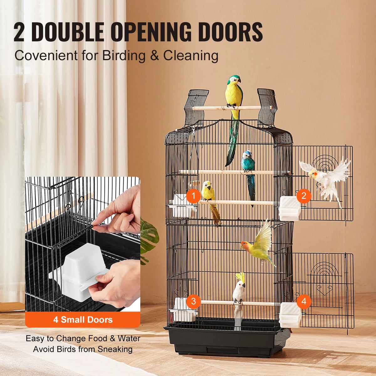 SucceBuy Open Top  Bird Cage for  Pet Flight with Swing and Perch