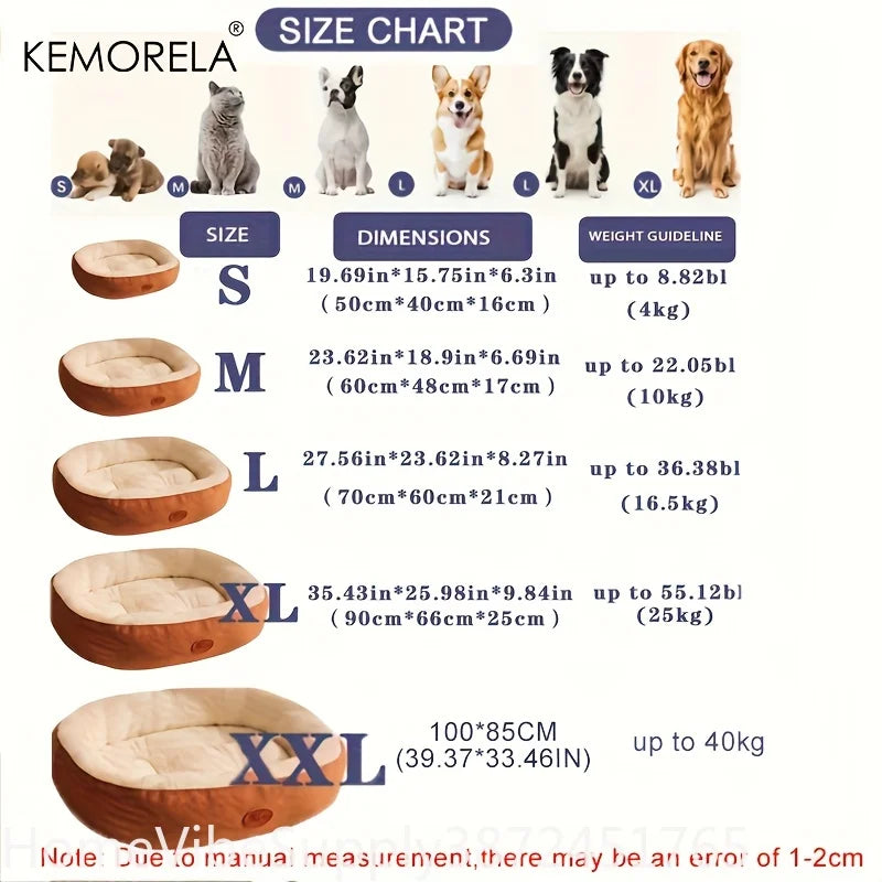 Plush Oval Pet Bed - Machine‑Washable - All‑Season Rest Cushion
