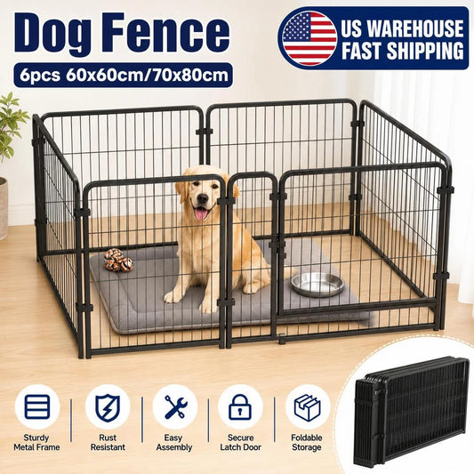 Heavy Duty Cage - 6 Panel Fence - Playpen Foldable Kennel