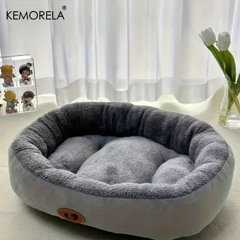 Plush Oval Pet Bed - Machine‑Washable - All‑Season Rest Cushion