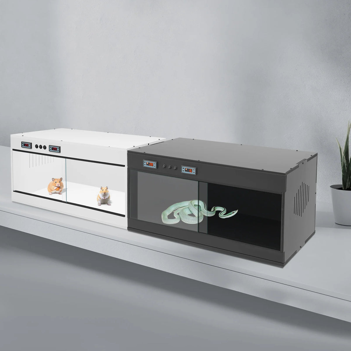 Reptile Lounge Habitat with Glass Sliding Door and Intelligent Thermostat