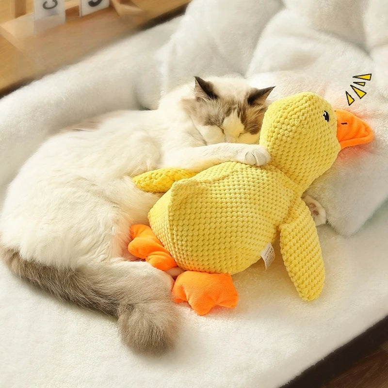 Duck Dog Toy- Plush Chew Resistant Durable Dog Toy with Quacking Sound Teeth Grinding Relief Soft Companion