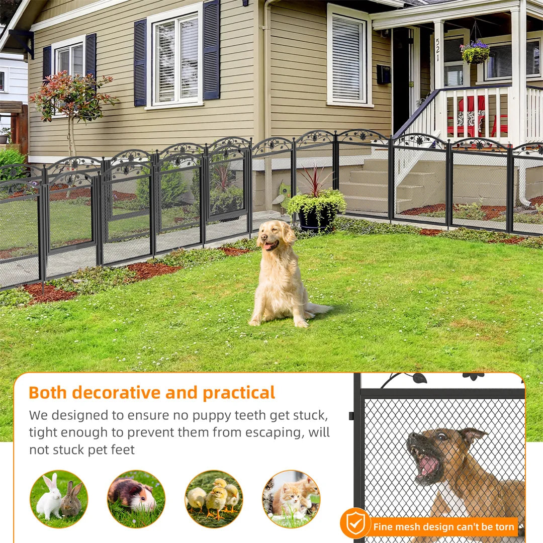 8 Panels DIY Outdoor Heavy Duty Pen Outdoor Metal Fence with Waterproof Fertility Pad