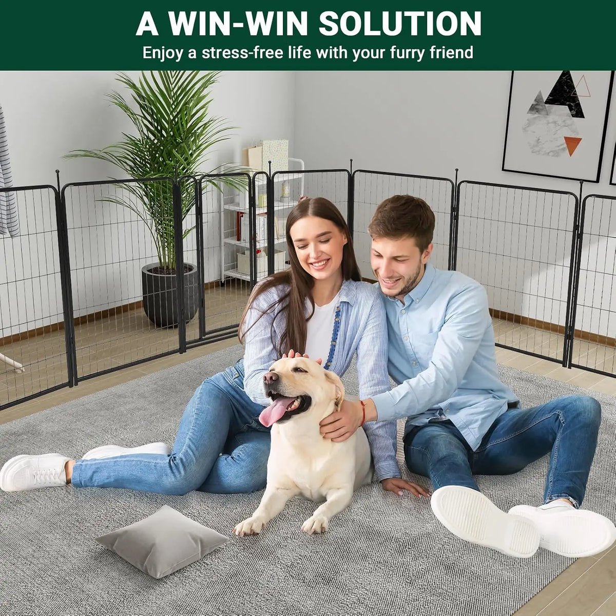 16 Panels - Heavy Duty Pet Fence Indoor / Outdoor Pet Safety