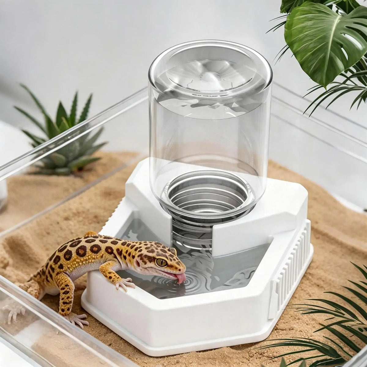 Reptile Water Bowl Anti-slip Water Feeder - Stable Plastic Automatic Water Dispenser