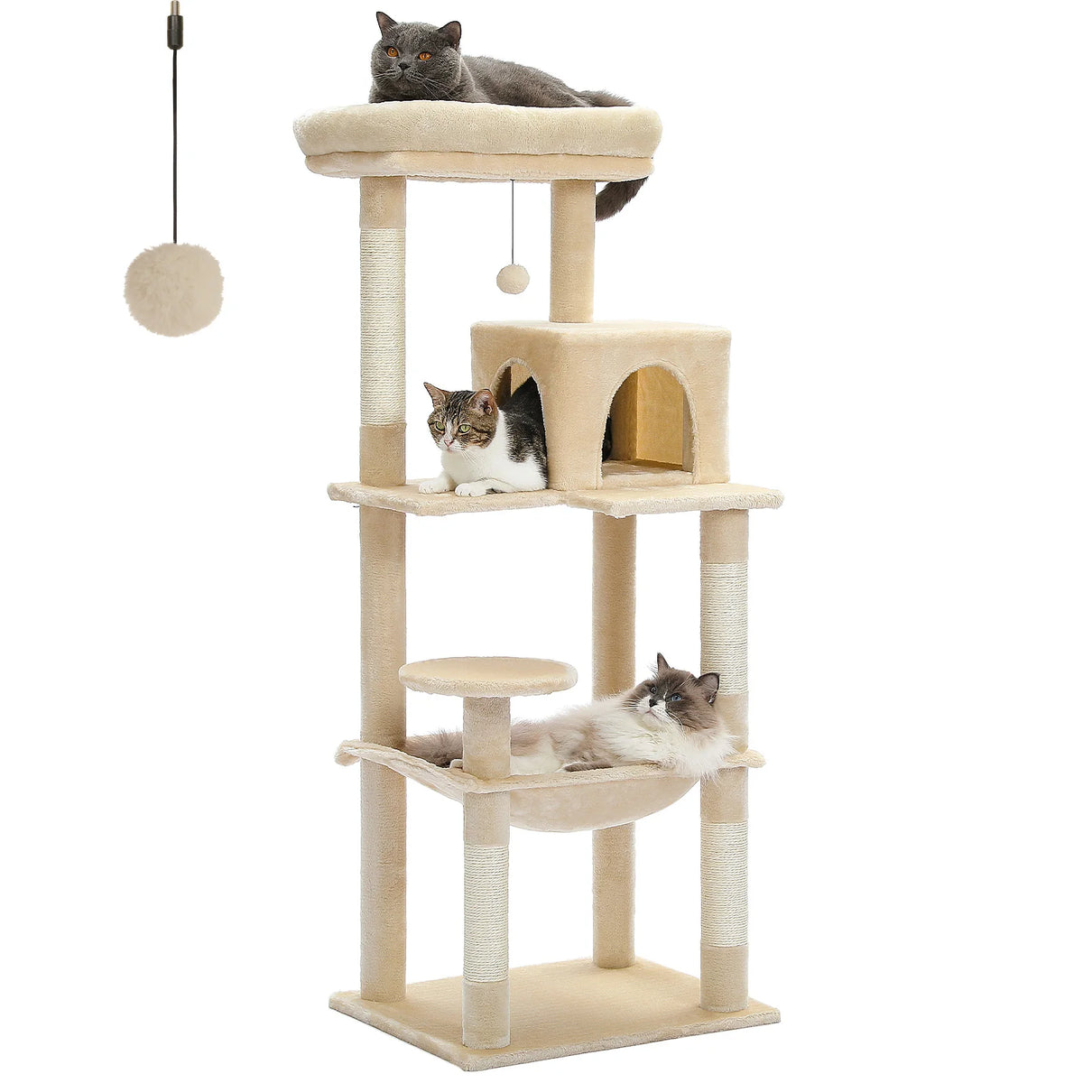 Cat Tree for Indoor 5-Level Cat Tower - Covered Scratching Posts Cozy Condo Top Perch