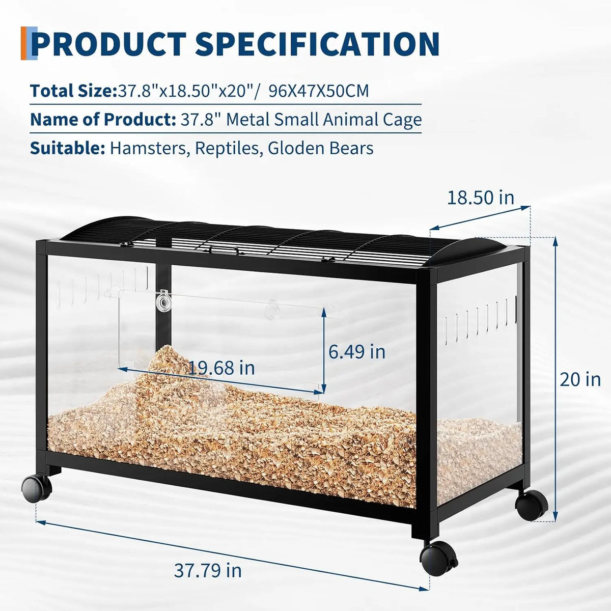Large Cage, 3-Tier with Running Wheel, Water Bottle, Food Bowl, Ramps