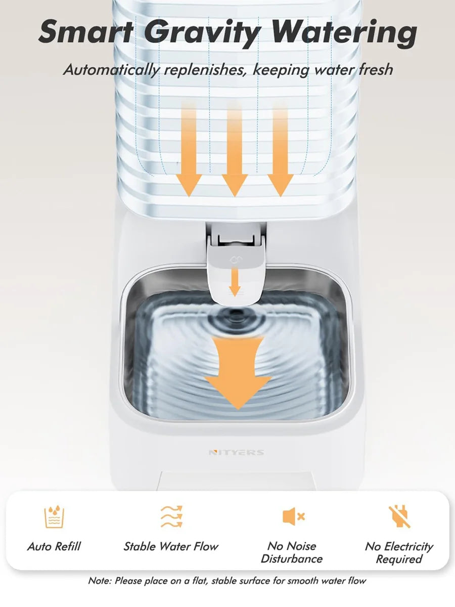 NITYERS 6L Gravity Pet Water Dispenser - Large Capacity Automatic Water Bowl -  Raised Elevated Pet Water Fountain