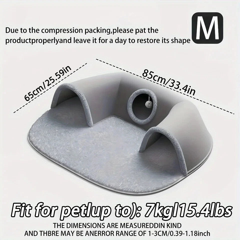 Multifunctional U-shaped Cat Tunnel Bed—A Detachable, Washable Plush Tunnel; Suitable for Home, Indoor, and balcony Use.