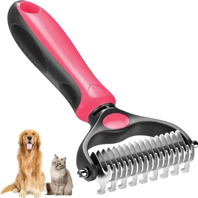 2in1 Stainless Pet De-shedding Brush Dog Hair Remover