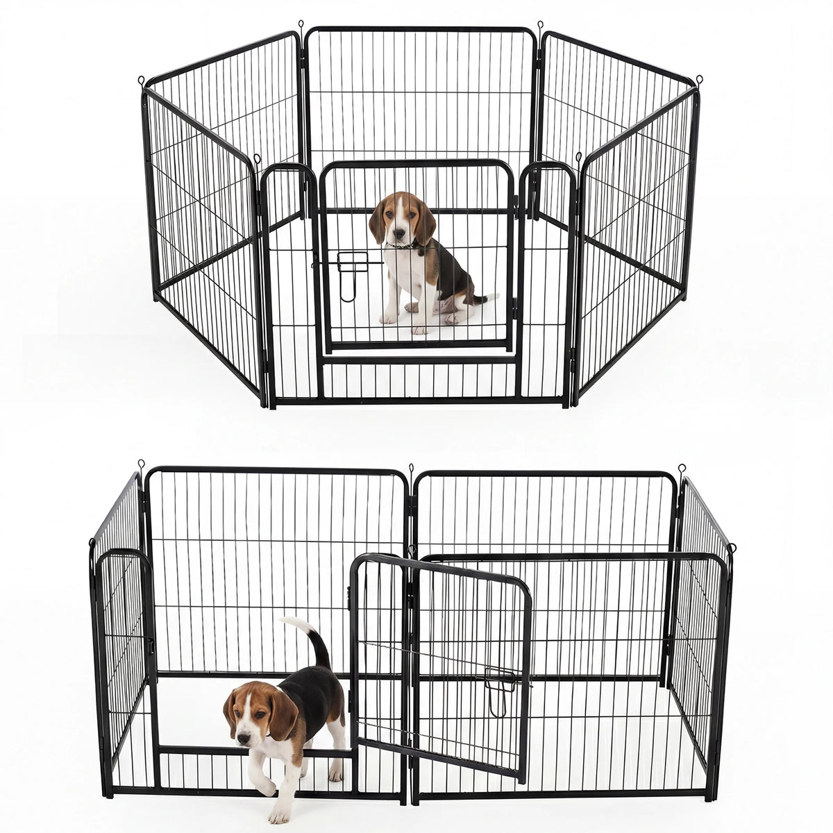 6 Panels Metal Dog Playpen - 24 Inch to 40 Inch Exercise Gate