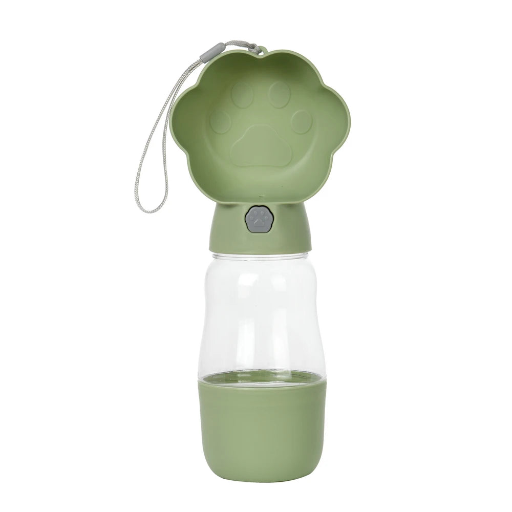 2 in 1 Dog Water Bottle With Food Container 530ml - Outdoor Portable Pet Water Dispenser Feeding Bowl