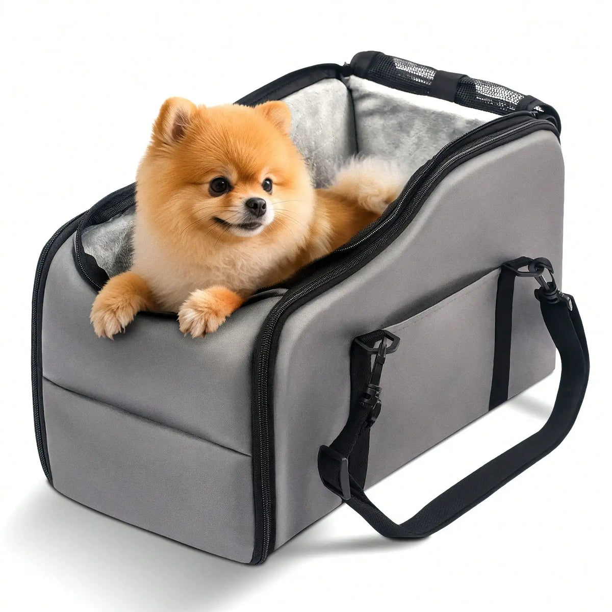 Center Console Pet Car Seat Carrier - Portable Travel Booster Bed For Road Trips