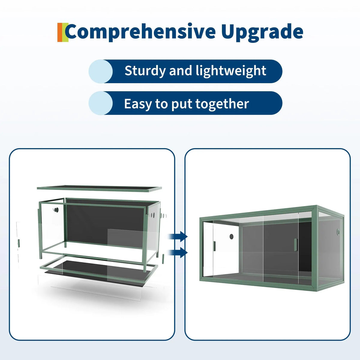 120 Gallon Reptile Tank 4x2x2 Terrarium Enclosure for  Sliding Glass Doors, Heavy Duty Ventilation Top, Easy Assembly