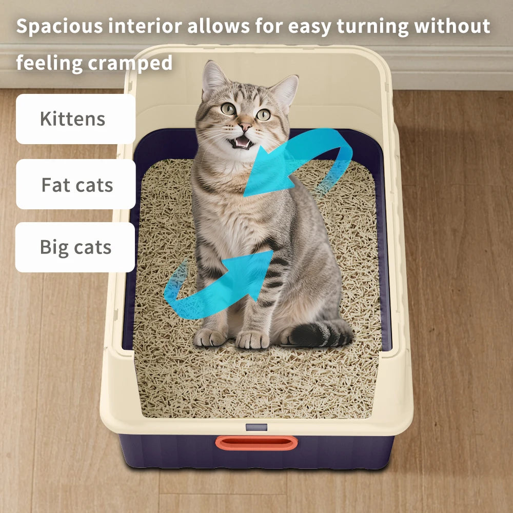 Large Cat Litter Box With Pull-Out Drawer, Fully Covered For Privacy & Odor Control, Front Entry & Top Exit, Leak-Resistant And Easy-Clean Tray