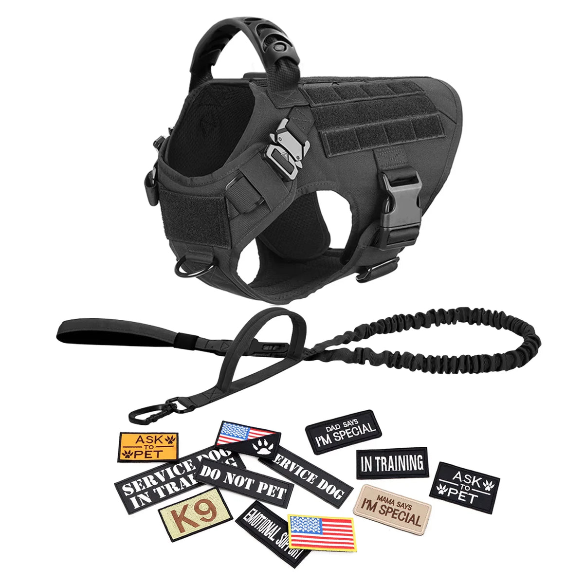Tactical Military Large Dog Harness Collar