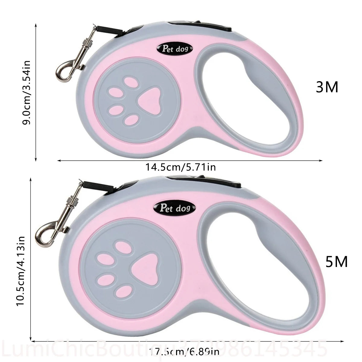 Strong Retractable Nylon Paw‑Style Dog Leash